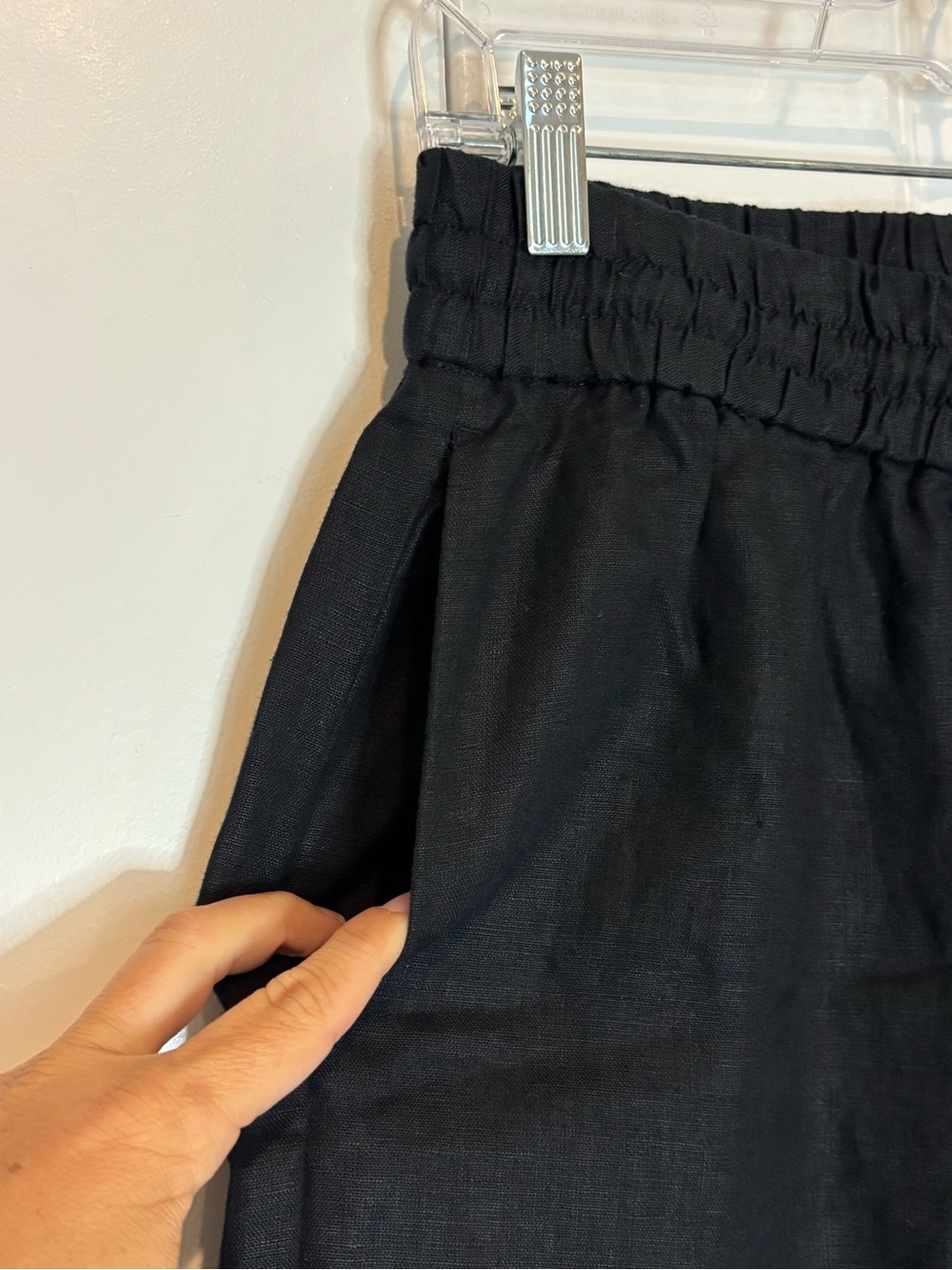J. Crew Black Elastic Waist Linen Crop Pants M Petite - Picture 3 of 6